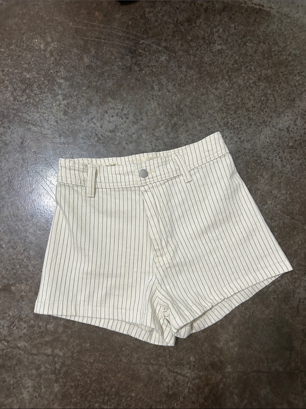 Women’s Cream Pinstripe High-Waist Shorts